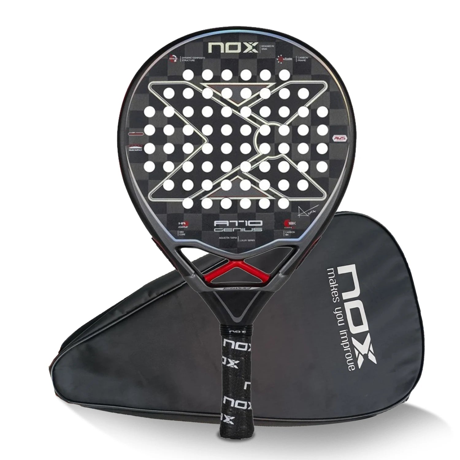X-ONE-Carbon Fiber Paddle Raquete de tênis, núcleo redondo forma para iniciantes, raquete sem capa saco, 3K 12K 18K
