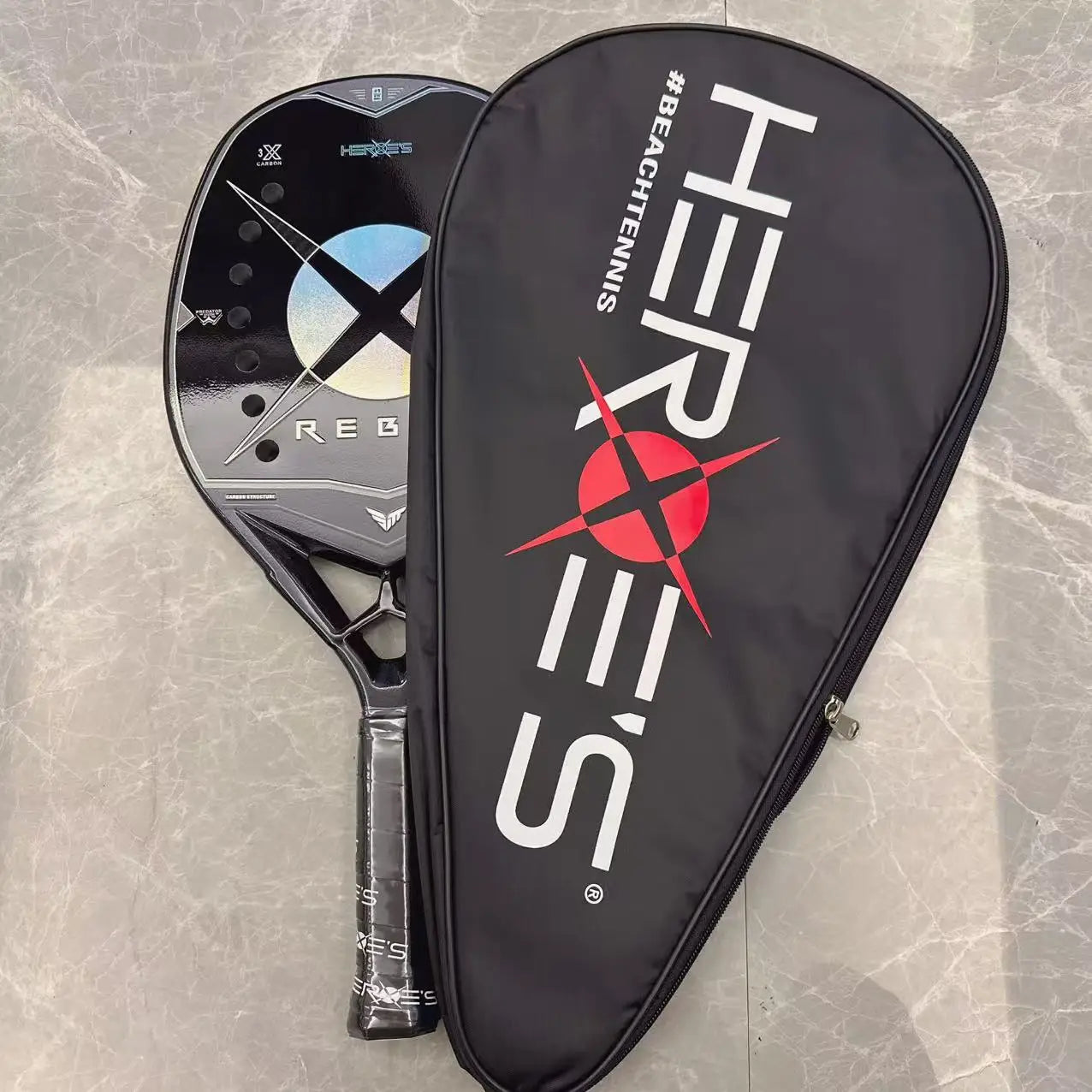 Beach Tennis Racket 3K Full Carbon Fiber Rough Surface Interlayer EVA Foam Opening or Hole in A Utensil