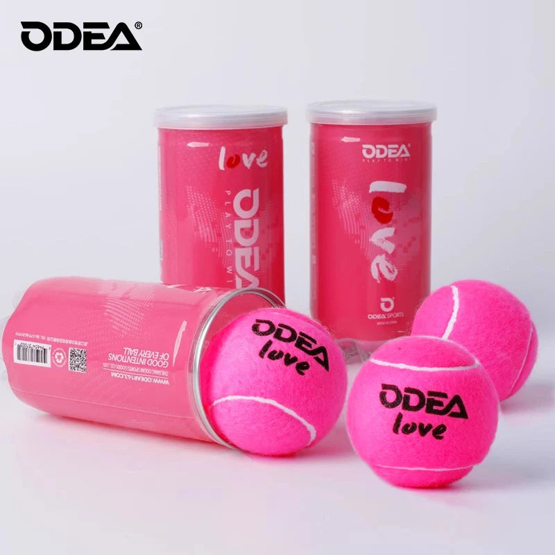 ODEA Professional Tennis Pink Training Ball 2 ball/barrel Match Balls High Elasticity Resistant Durable Excesice Outdoor Traini