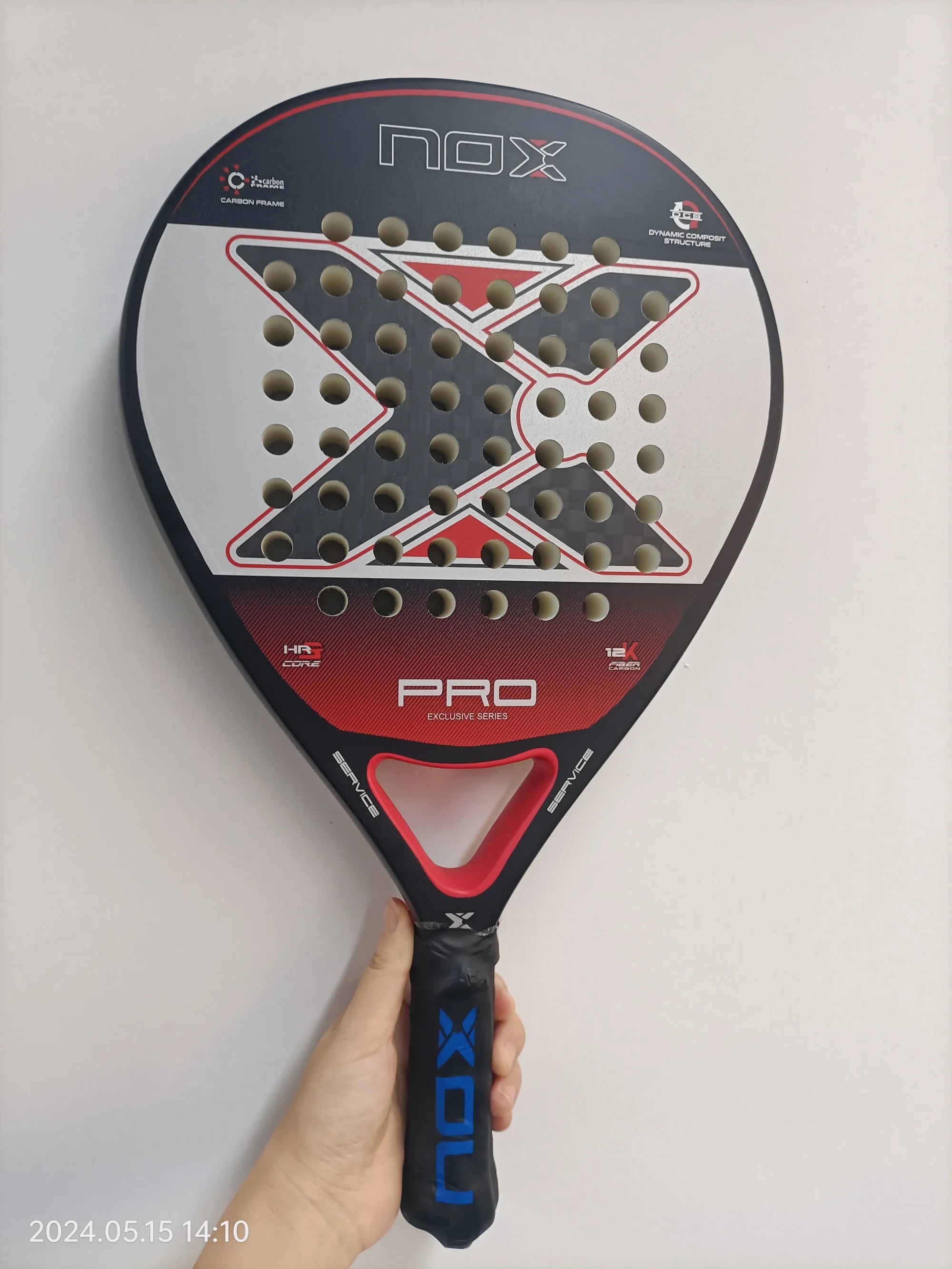 X-ONE-Carbon Fiber Paddle Raquete de tênis, núcleo redondo forma para iniciantes, raquete sem capa saco, 3K 12K 18K