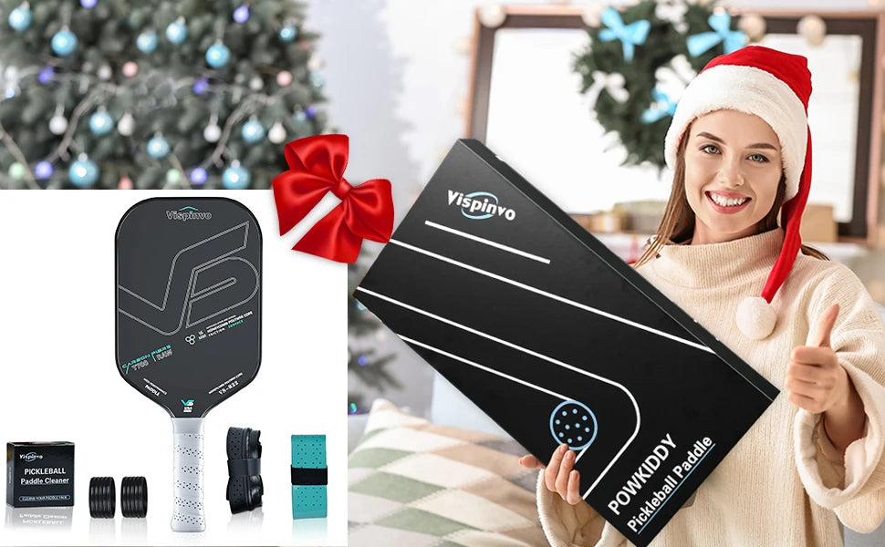 Pickleball racket gift box set carbon fiber T700 integrated racket certified by USAPA balanced racket - black and white