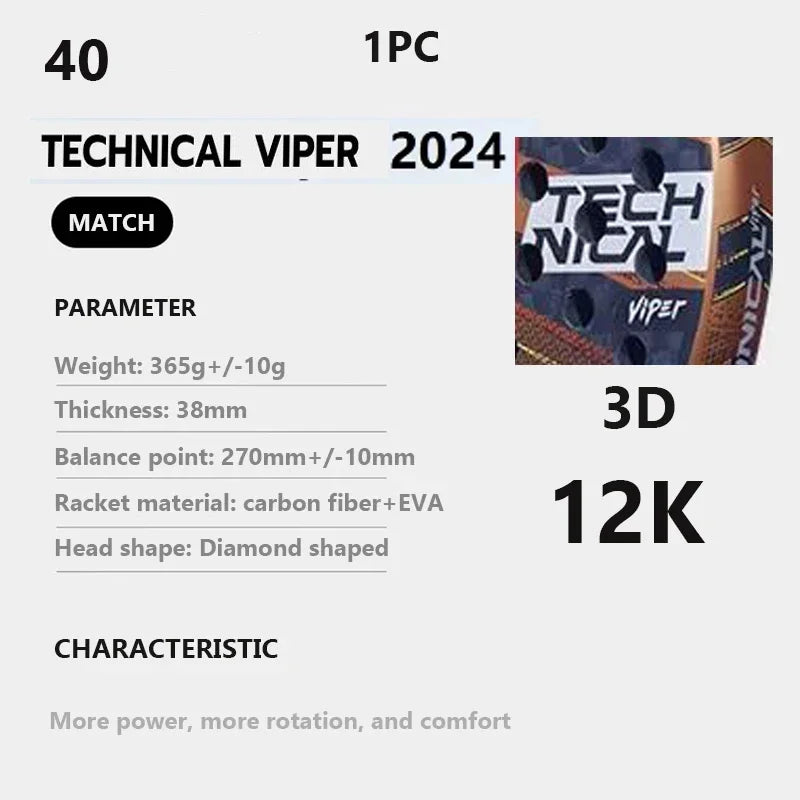 Padel Plate Tennis Racket Carbon Fibre Composite Diamond Shaped EVA Laminated Foam HPS Fengdong 3D SPIN Sports Racquet