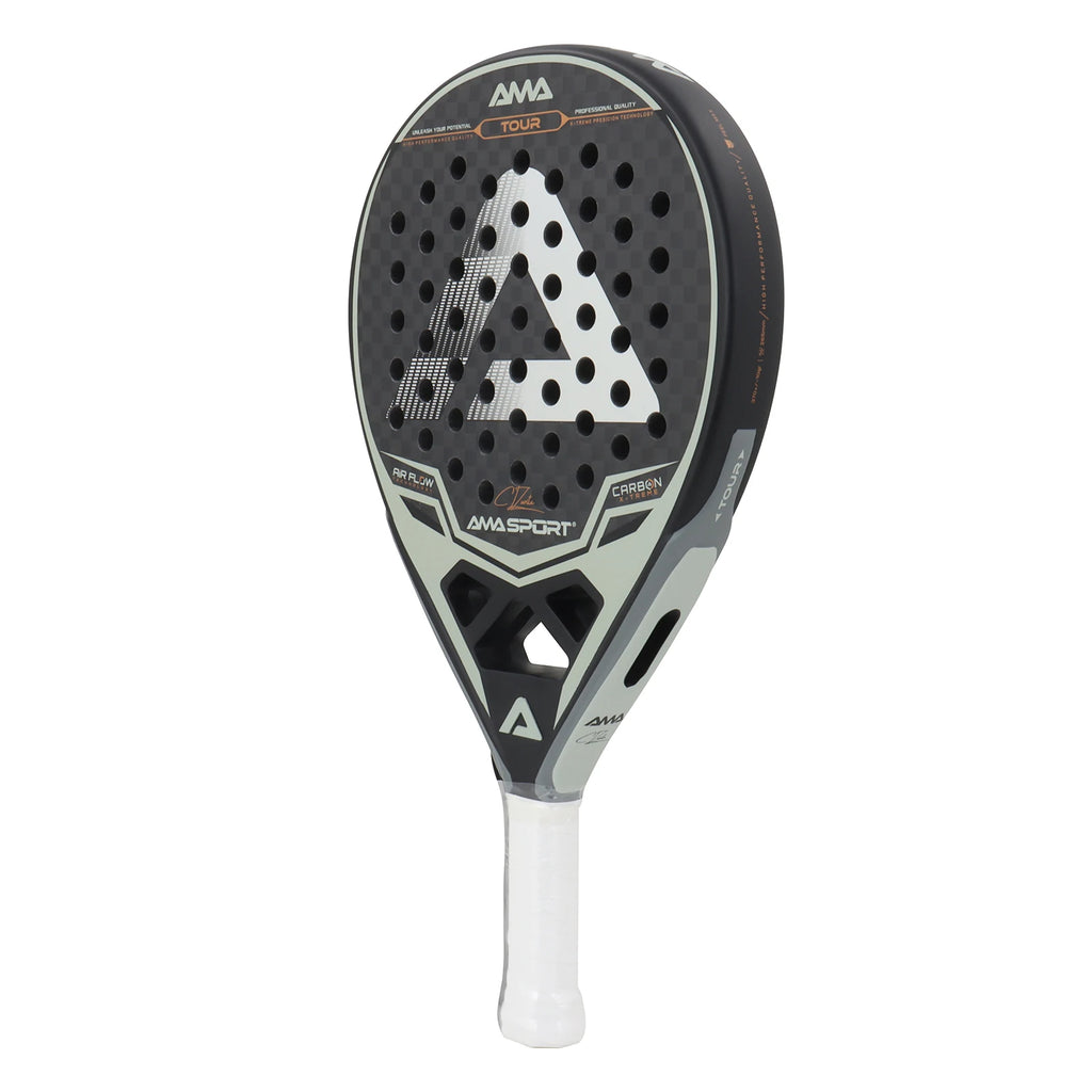 AMASPORT Padel Racket 12K Carbon EVA Soft Midium Balance Padel Paddle Tear Shape for Advanced Players Paddle Tennis Racket