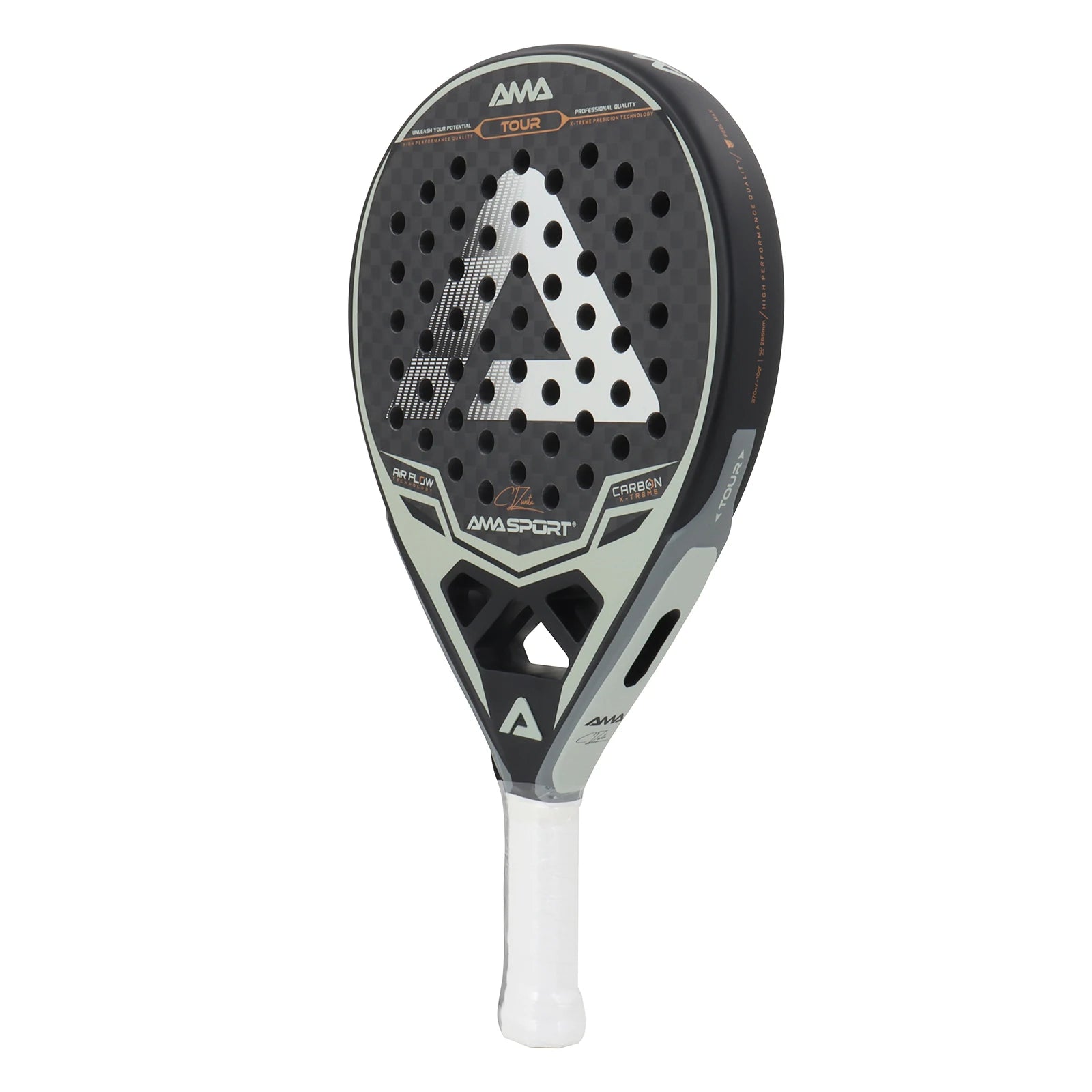 AMASPORT Padel Racket 12K Carbon EVA Soft Midium Balance Padel Paddle Tear Shape for Advanced Players Paddle Tennis Racket