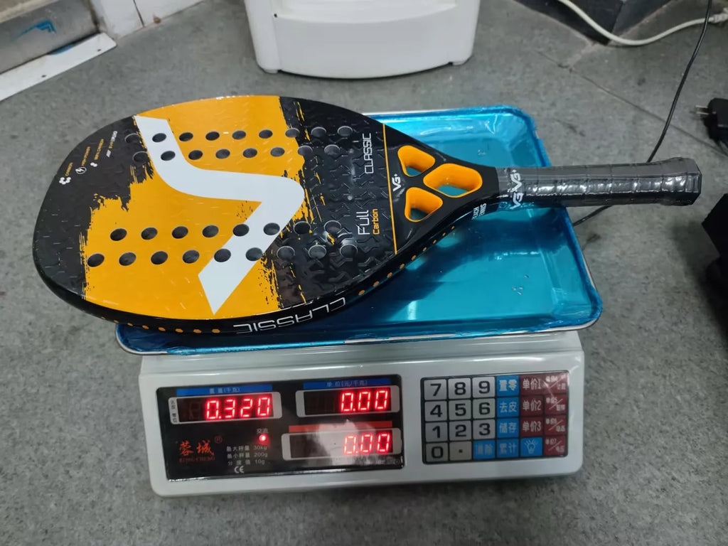 Beach Tennis Racket Kevlar/12K/Carbon with Shiny 3D Surface Non-slip Grip Handle for Beach Sports and Practie with Cover Bag