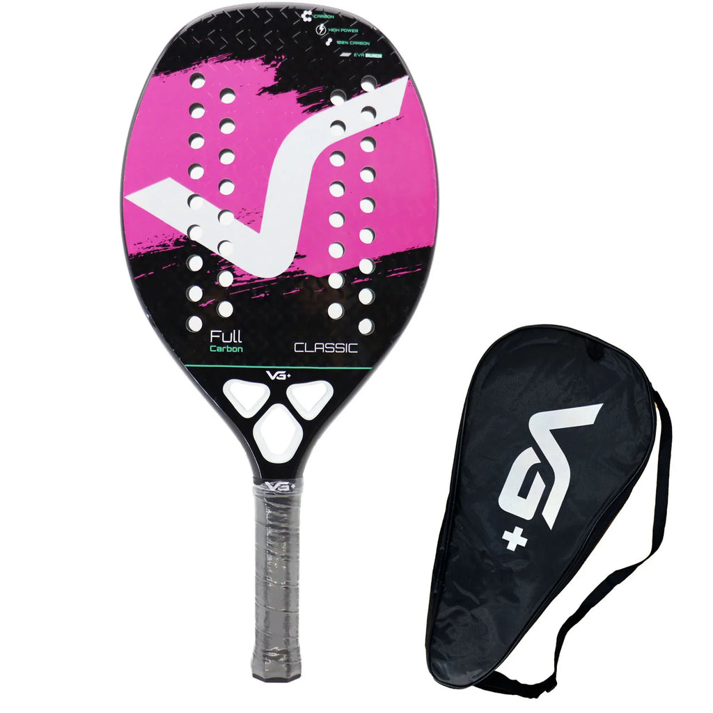 12K/Kevlar/Full Carbon Beach Tennis Racket Set Fiber Rough Surface Outdoor Sports Ball Racket For Men Women Adult Senior Player
