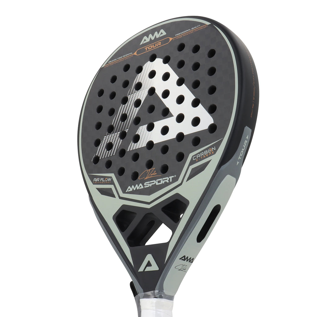 AMASPORT Padel Racket 12K Carbon EVA Soft Midium Balance Padel Paddle Tear Shape for Advanced Players Paddle Tennis Racket
