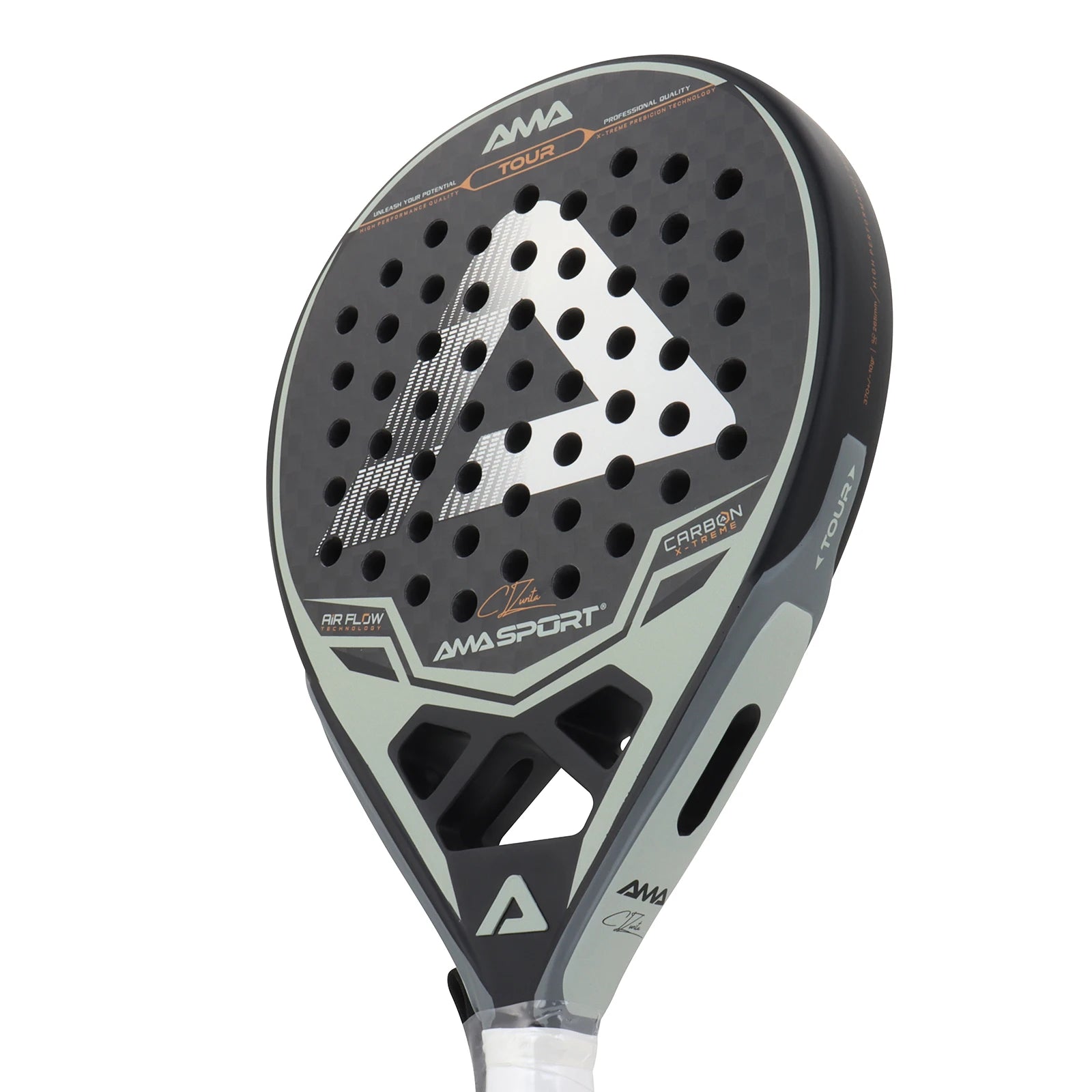 AMASPORT Padel Racket 12K Carbon EVA Soft Midium Balance Padel Paddle Tear Shape for Advanced Players Paddle Tennis Racket