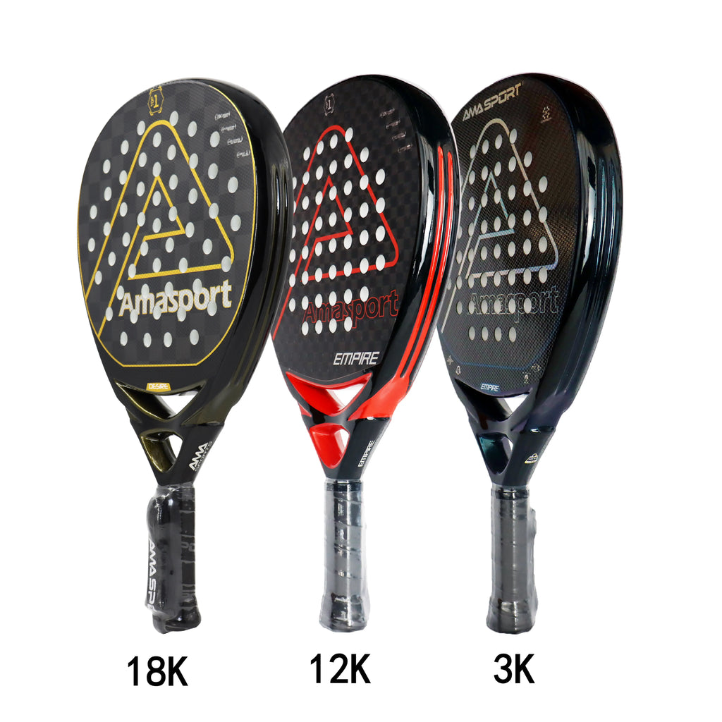 3K/12K/18K 3D Padel Racquet Carbon Fiber Surface With Symmetrical Hole Distribution Professional Soft EVA Surface High Balance S