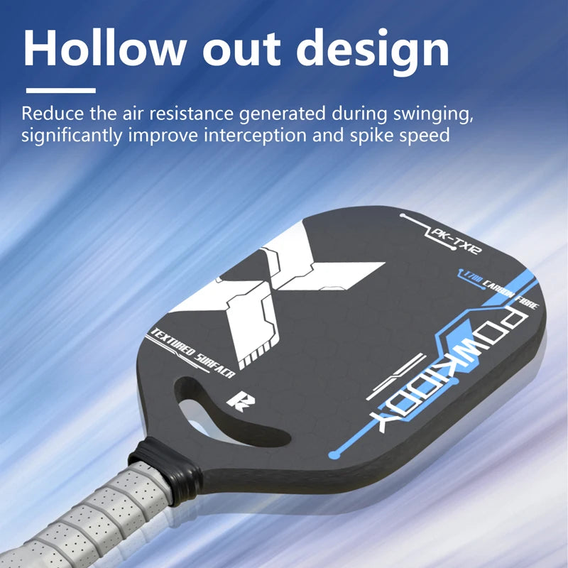 Pickleball Paddle, T700 Carbon Fiber Racket with Aero Throat, 14MM Polypropylene Honeycomb Core, Textured Carbon Grit Surface!