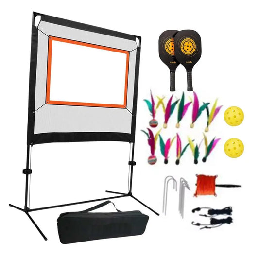 Jazzminton Net Set with Stand with Rackets for Beginners Backyard Practice