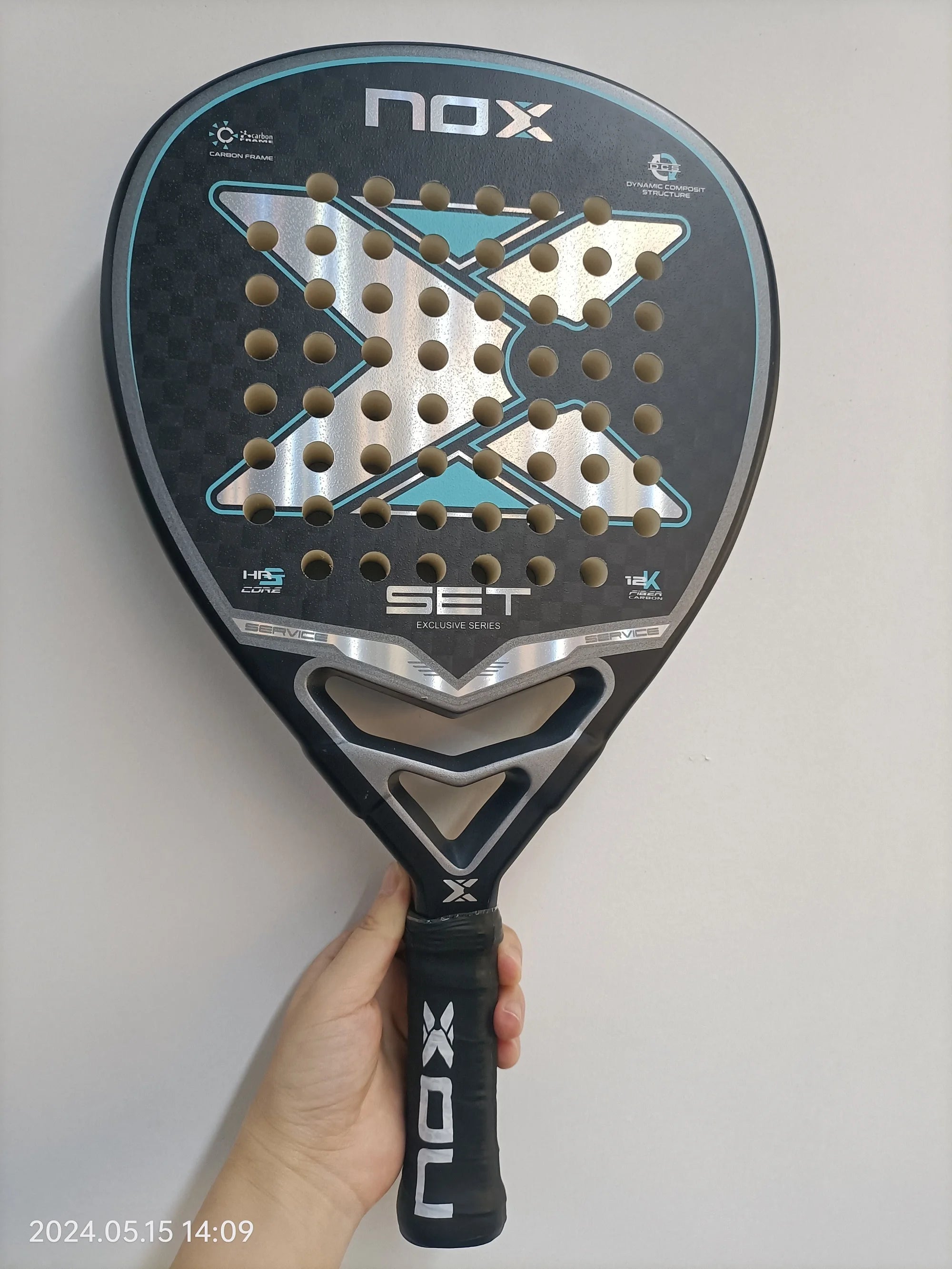 X-ONE-Carbon Fiber Paddle Raquete de tênis, núcleo redondo forma para iniciantes, raquete sem capa saco, 3K 12K 18K