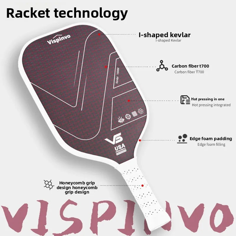 Vispinvo Kevlar Pickleball Racket Blade, Full Set, Tournament-level, High Elasticity, Lightweight, with Carbon Fiber