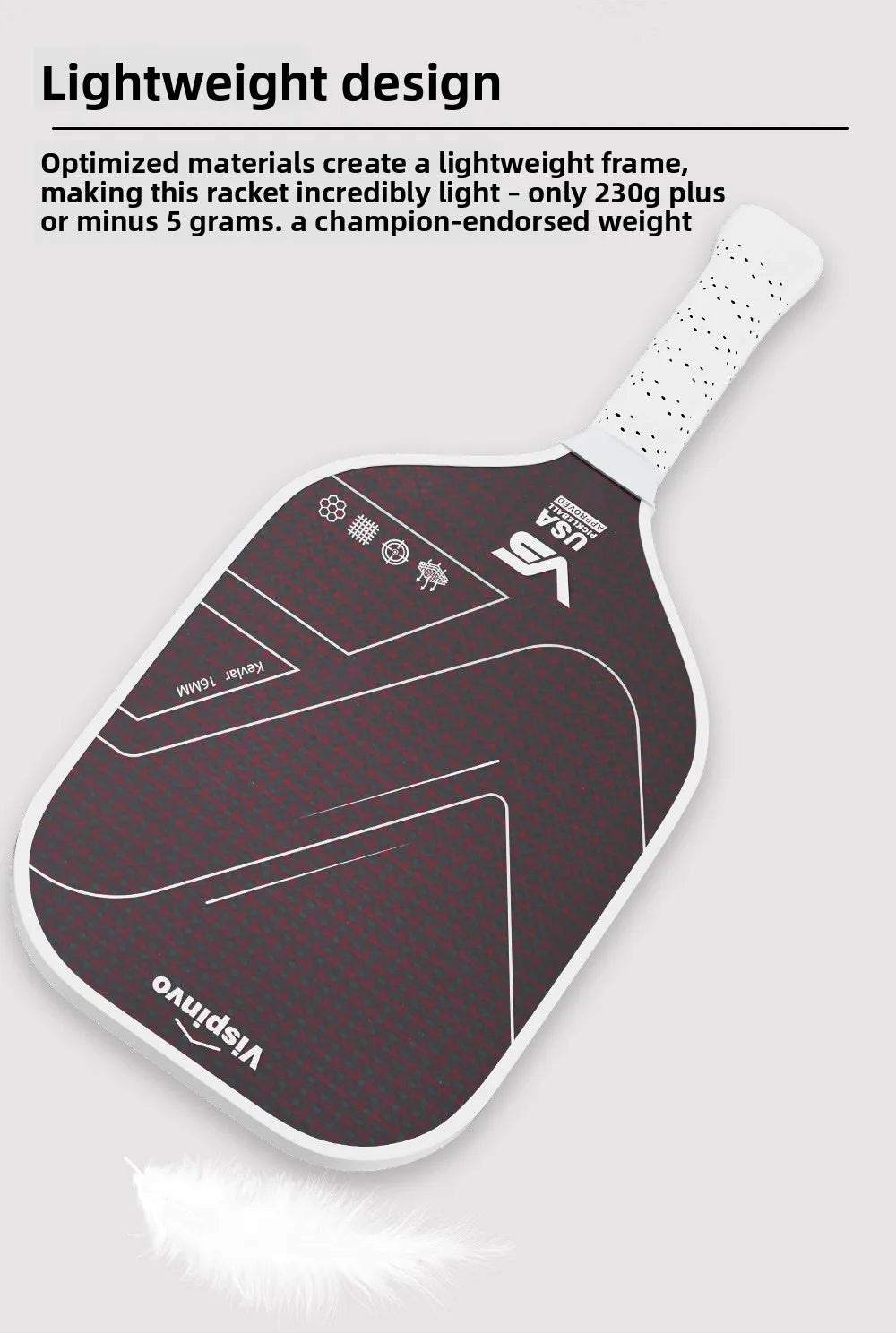 Vispinvo Kevlar Pickleball Racket Blade, Full Set, Tournament-level, High Elasticity, Lightweight, with Carbon Fiber