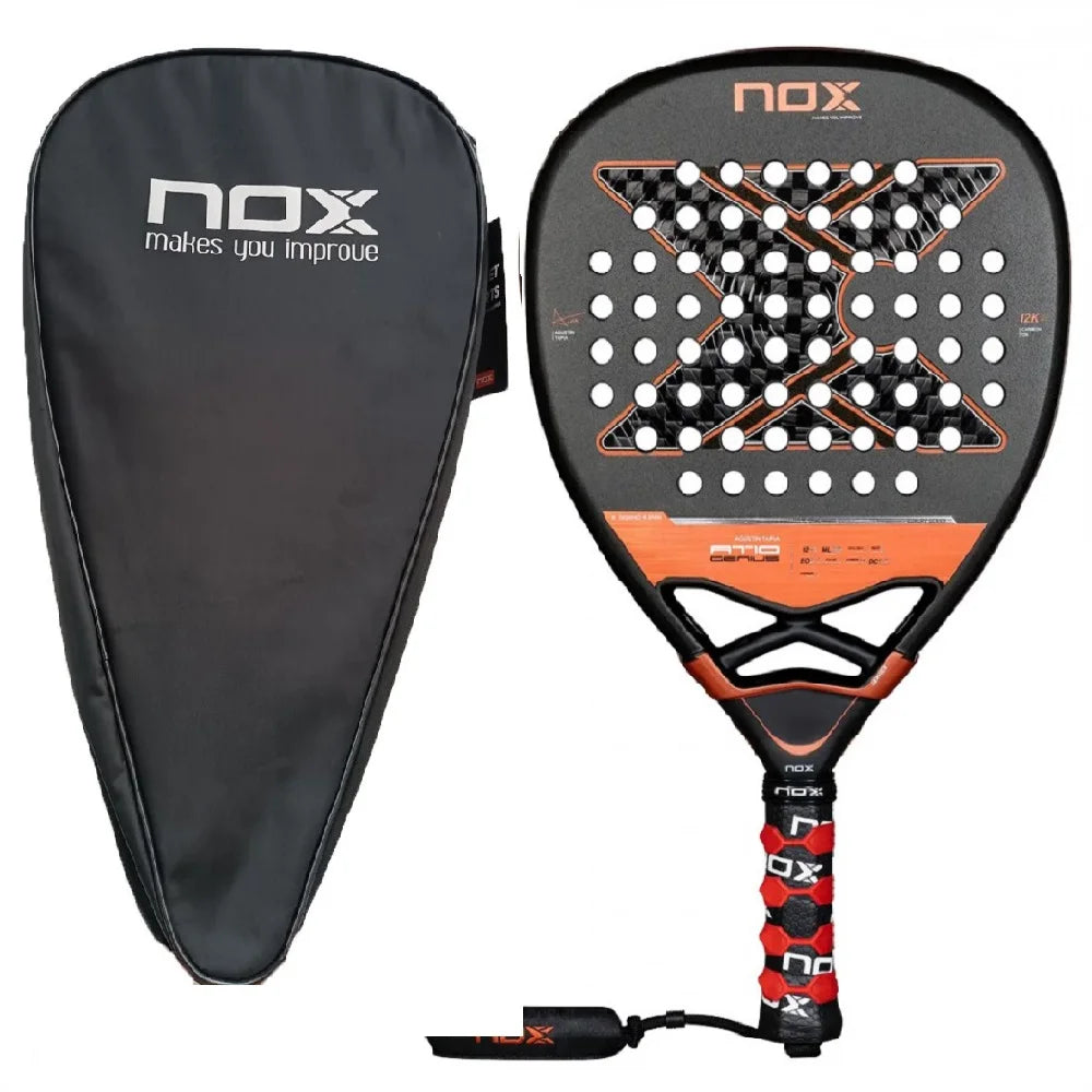 X-ONE-Carbon Fiber Paddle Raquete de tênis, núcleo redondo forma para iniciantes, raquete sem capa saco, 3K 12K 18K