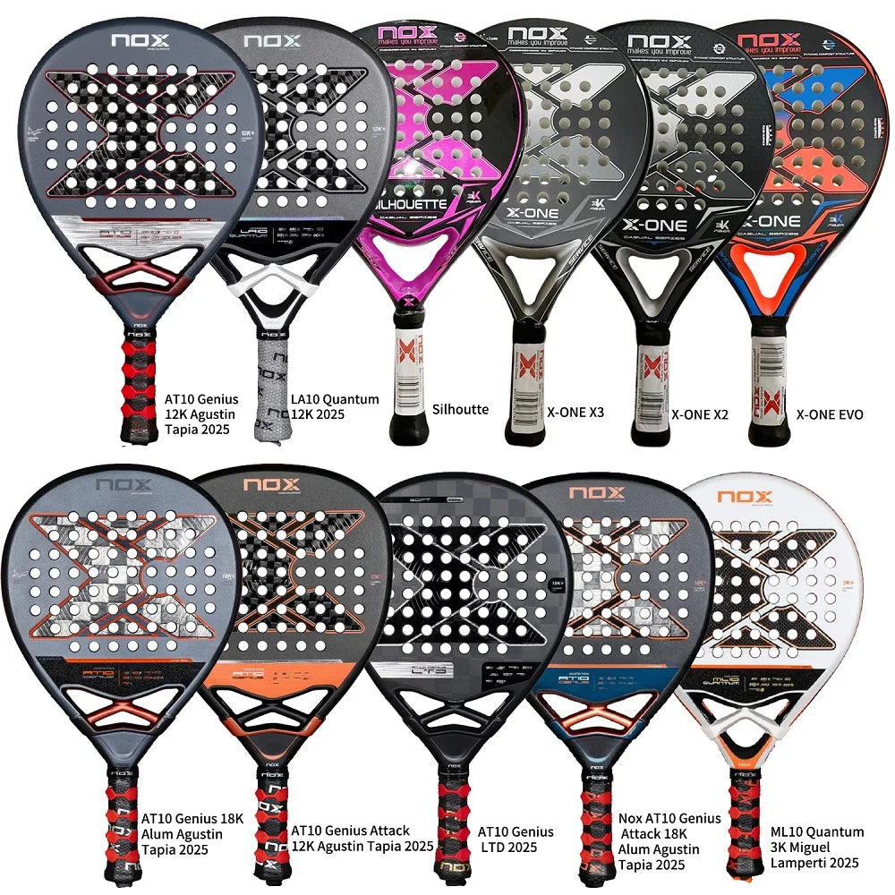 X-ONE-Carbon Fiber Paddle Raquete de tênis, núcleo redondo forma para iniciantes, raquete sem capa saco, 3K 12K 18K