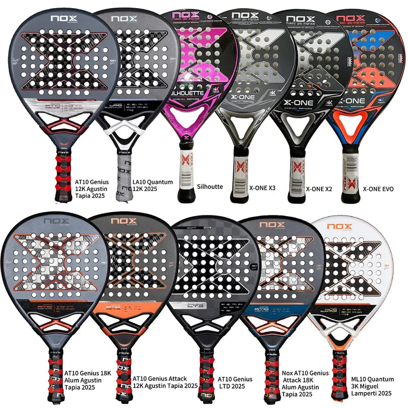 X-ONE-Carbon Fiber Paddle Raquete de tênis, núcleo redondo forma para iniciantes, raquete sem capa saco, 3K 12K 18K