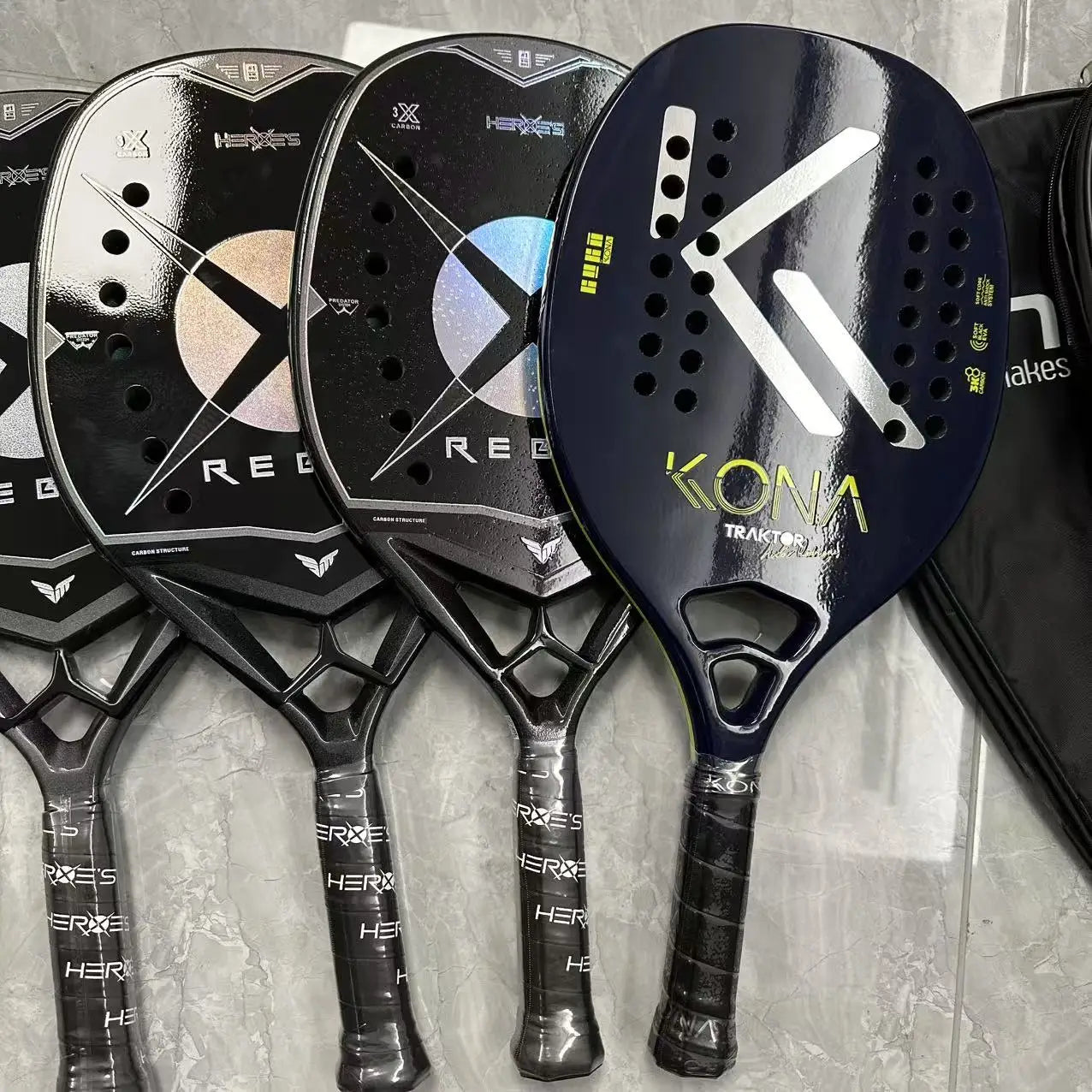 Beach Tennis Racket 3K Full Carbon Fiber Rough Surface Interlayer EVA Foam Opening or Hole in A Utensil