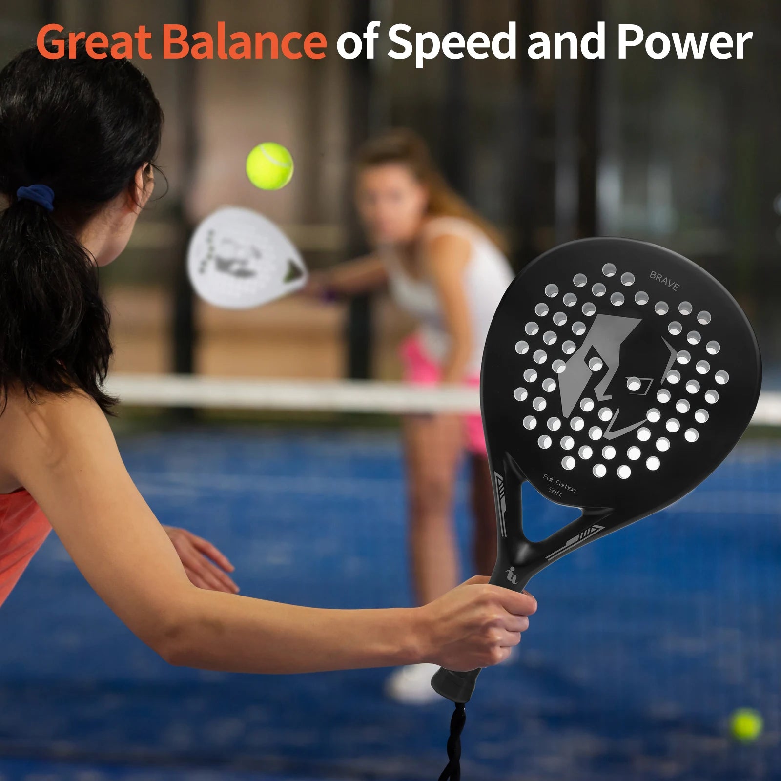 Padel Tennis Rackets,Paddle Tennis Racquets Carbon Fiber with EVA Memory Flex Foam Core,Paddle Racket Lightweight for Pop Tennis