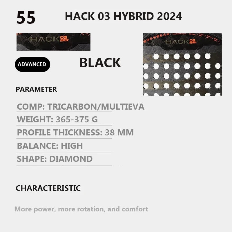 Padel Plate Tennis Racket Carbon Fibre Composite Diamond Shaped EVA Laminated Foam HPS Fengdong 3D SPIN Sports Racquet