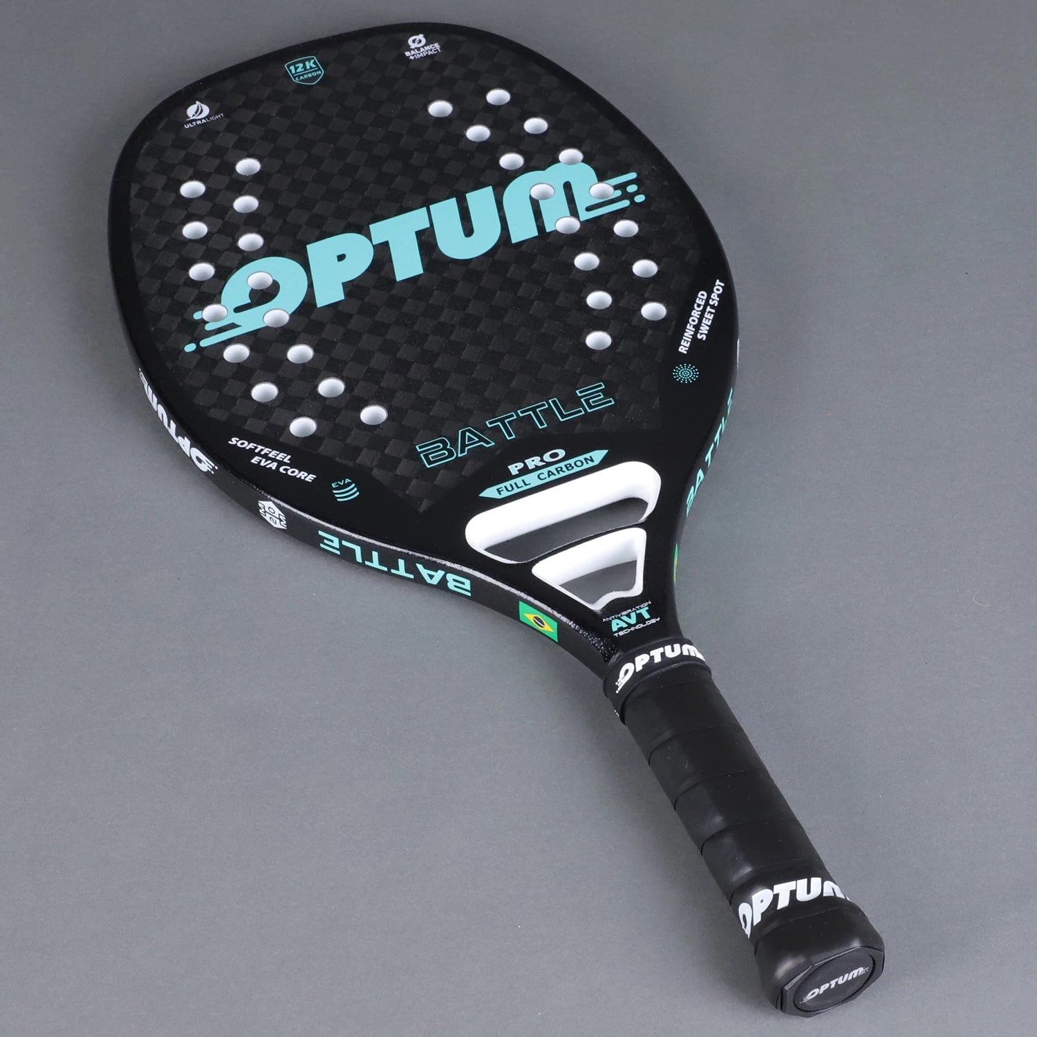 OPTUM BATTLE 12K Carbon Fiber Rough Surface Beach Tennis Racket With Cover Bag