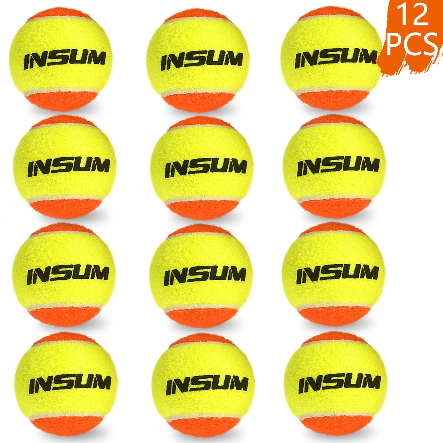 3/6/12 PCS INSUM Beach Tennis Balls 50% Standard Pressure Premium Quality Tennis Coach Balls for Beach and Outdoor Training Ball