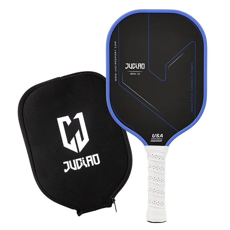 JUCIAO USAPA Approved Thermoformed Unibody T700 Raw Carbon Fiber Pickleball Paddle Spin Textured Surface With Foam Edge