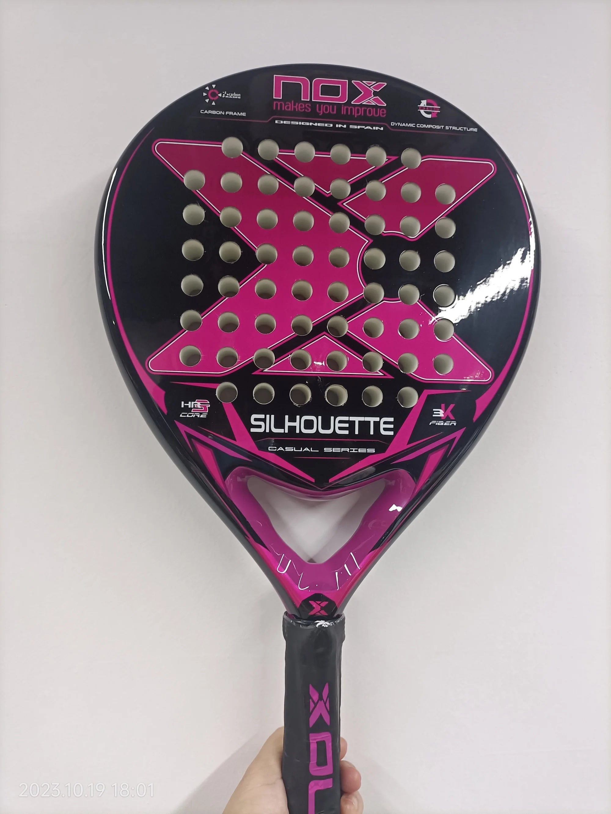 Padel Tennis Racket, 3K Carbon Fiber, Eva Soft Memory Shape, Rough Surface, High Balance Padel Paddle without Bag