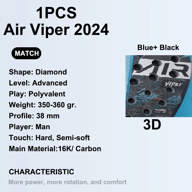 Padel Tennis Racket, 3K Carbon Fiber, Eva Soft Memory Shape, Rough Surface, High Balance Padel Paddle without Bag