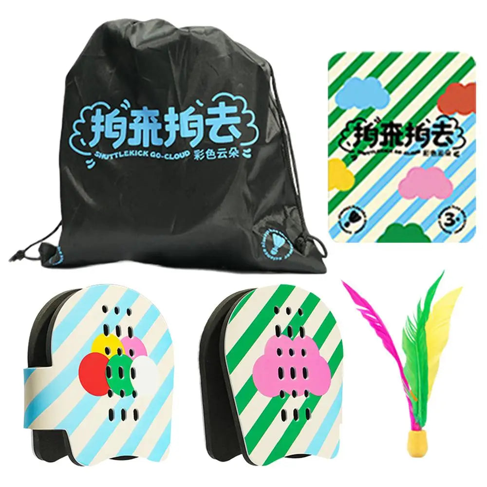 Jazzminton Set Hand Racket Jazzminton Toy Game Fun Paddle Game Set Kids Interactive Game Paddle Ball Outdoor Games For Indoors