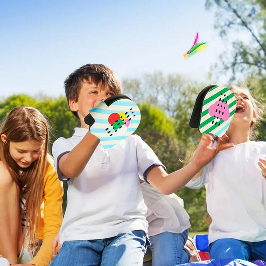 Jazzminton Set Hand Racket Badminton Shuttlecock Toy Fun Paddle Game Set Kids Interactive Game Paddle Ball Outdoor Games For