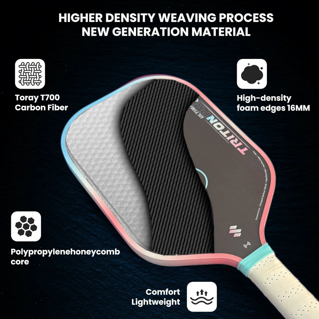 TRITON PRO Thermoformed Pickleball Paddle, T700 Carbon Fiber Pickleball Paddle, Non-Slip Grip with Hand Glue, Polypropylene Core