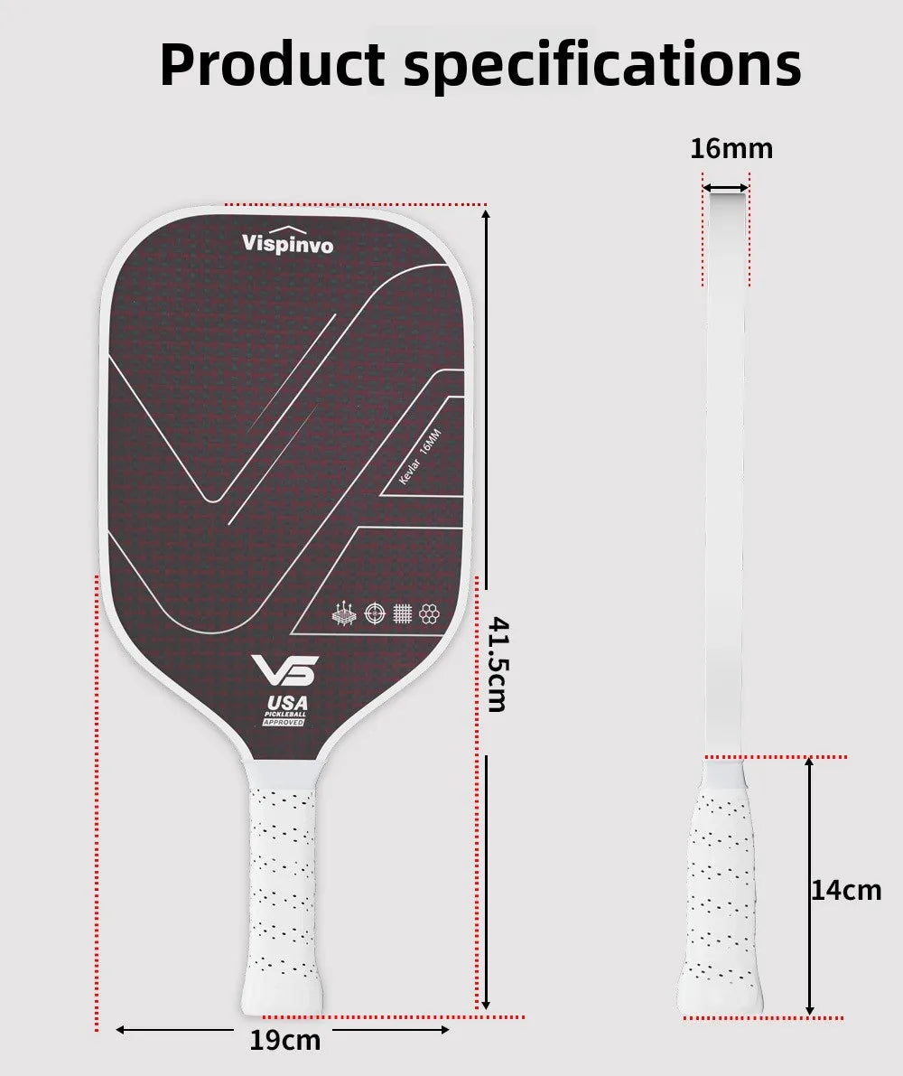 Vispinvo Kevlar Pickleball Racket Blade, Full Set, Tournament-level, High Elasticity, Lightweight, with Carbon Fiber