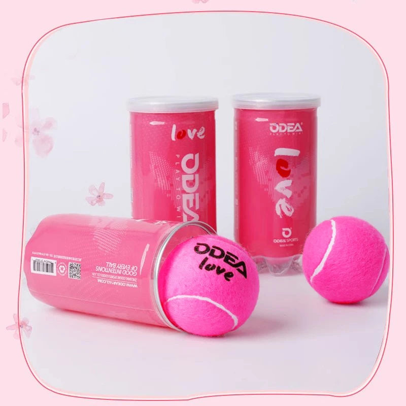 ODEA Professional Tennis Pink Training Ball 2 ball/barrel Match Balls High Elasticity Resistant Durable Excesice Outdoor Traini