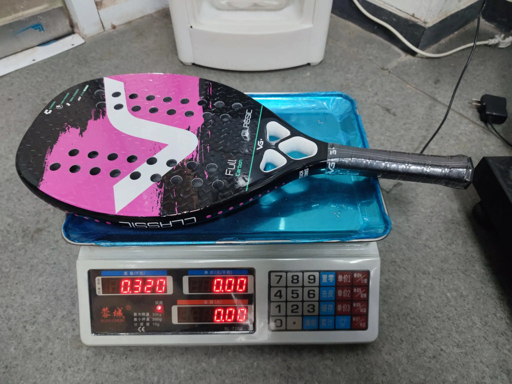 Beach Tennis Racket Kevlar/12K/Carbon with Shiny 3D Surface Non-slip Grip Handle for Beach Sports and Practie with Cover Bag