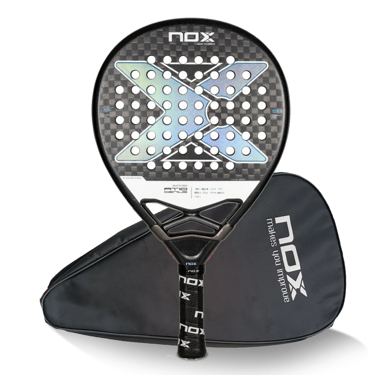 X-ONE-Carbon Fiber Paddle Raquete de tênis, núcleo redondo forma para iniciantes, raquete sem capa saco, 3K 12K 18K
