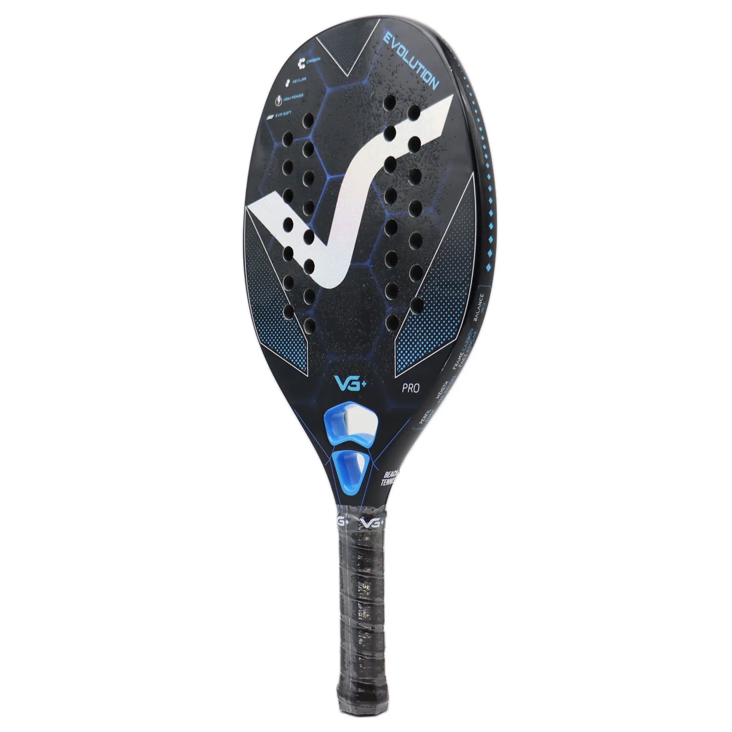 Beach Tennis Racket Kevlar/12K/Carbon with Shiny 3D Surface Non-slip Grip Handle for Beach Sports and Practie with Cover Bag