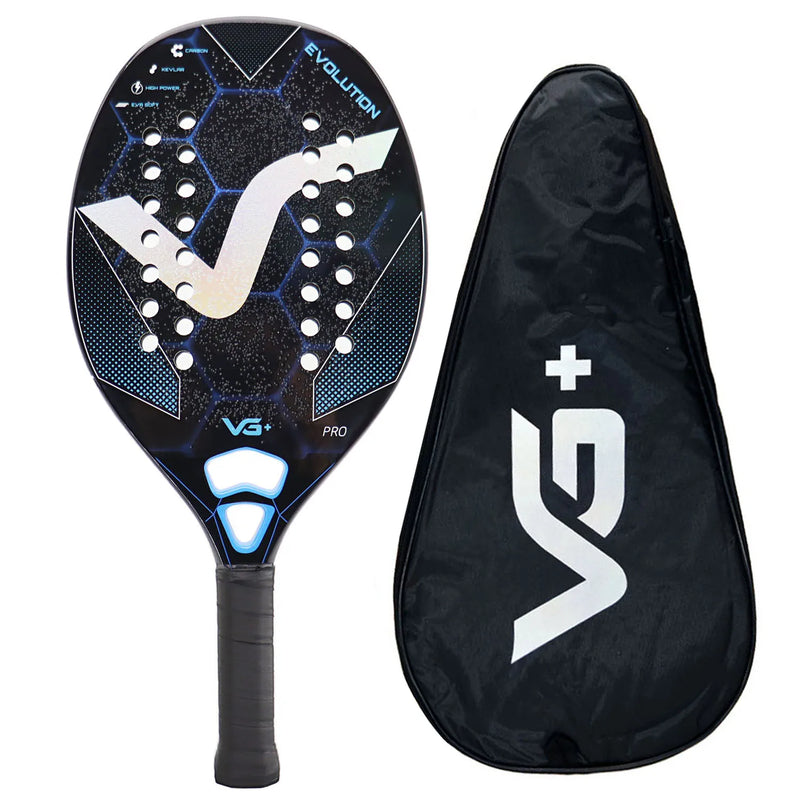 Beach Tennis Racket Kevlar/12K/Carbon with Shiny 3D Surface Non-slip Grip Handle for Beach Sports and Practie with Cover Bag