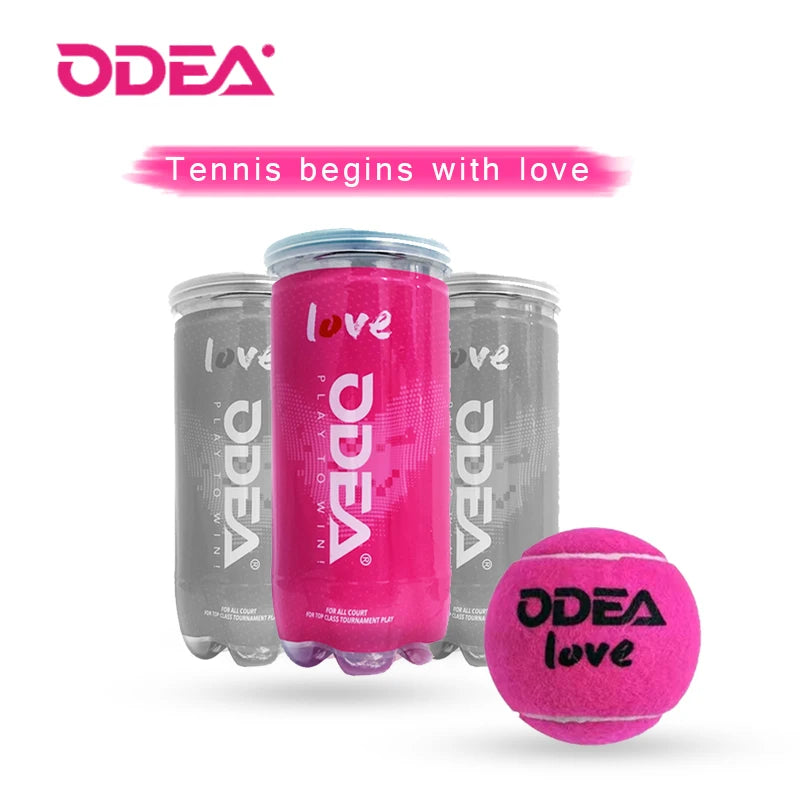 ODEA Professional Tennis Pink Training Ball 2 ball/barrel Match Balls High Elasticity Resistant Durable Excesice Outdoor Traini