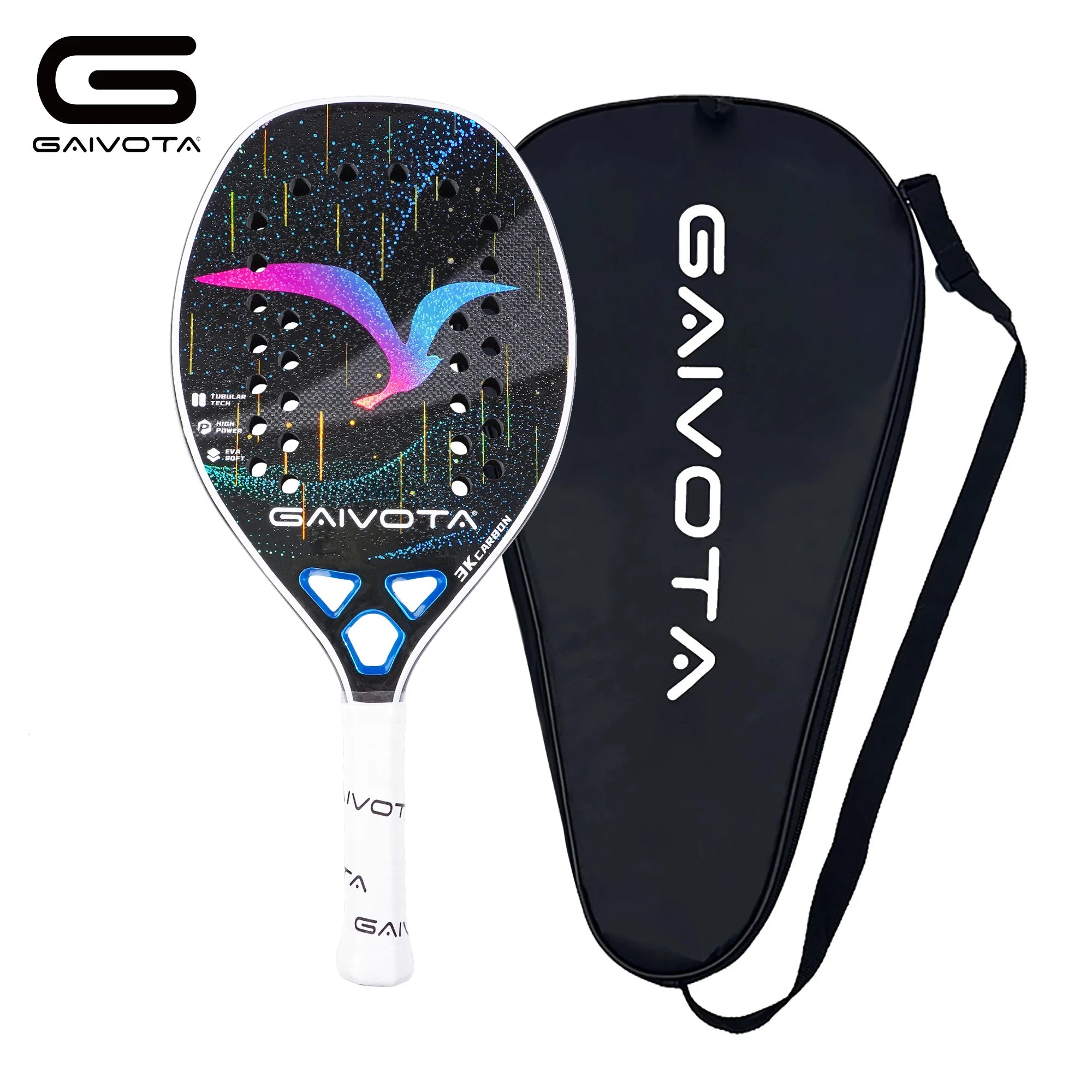 GAIVOTA 2025 5.3 new beach tennis racket 3K carbon fiber rough surface EVA material+racket bag