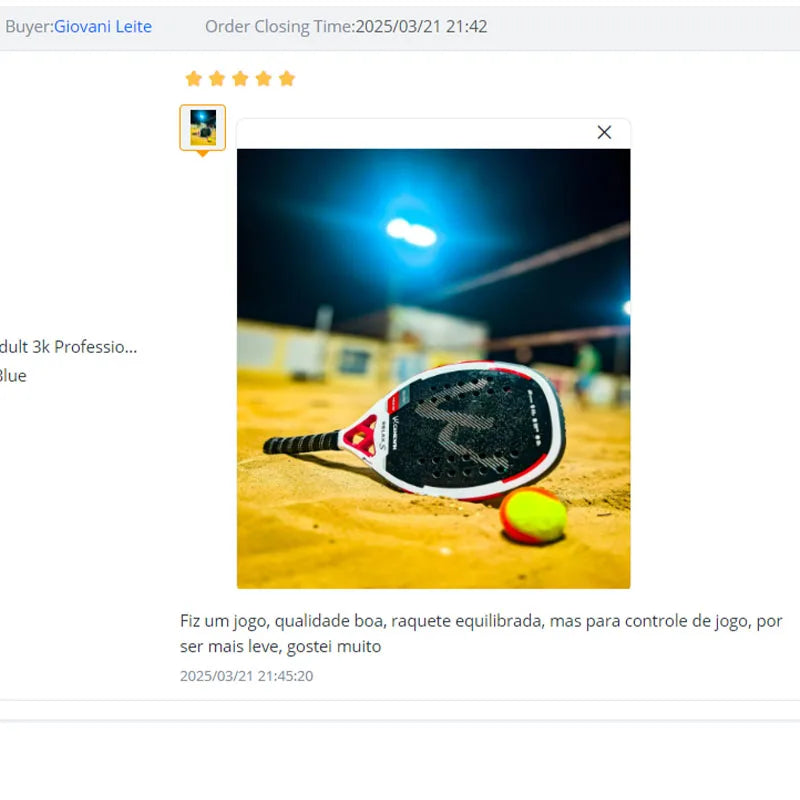 Cwin 2025 Beach Tennis 3K Full Carbon Fiber Rude Face Feminino Raquete Beach Tennis Carbon Frame Professional Masculina