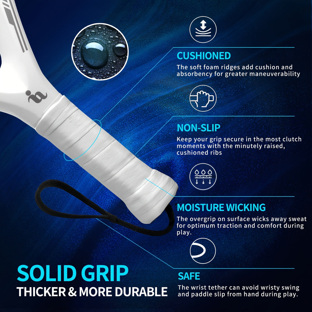 IANONI Professional Carbon Fiber Padel Tennis Racket for Men & Women - High-Performance, Lightweight, and Durable with Enhanced Control - Perfect for Holiday Gifts (White), Tennis Accessories, Sports Equipment, Sleek Sports G