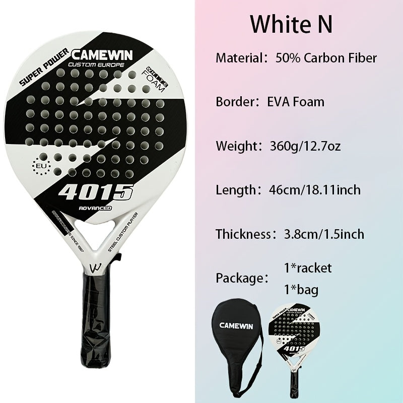 [New Hot, Padel Racket] 1pc Glassfiber Soft EVA Face Padel Racket Tennis Paddle Racquet with Padel Bag Cover - New Hot