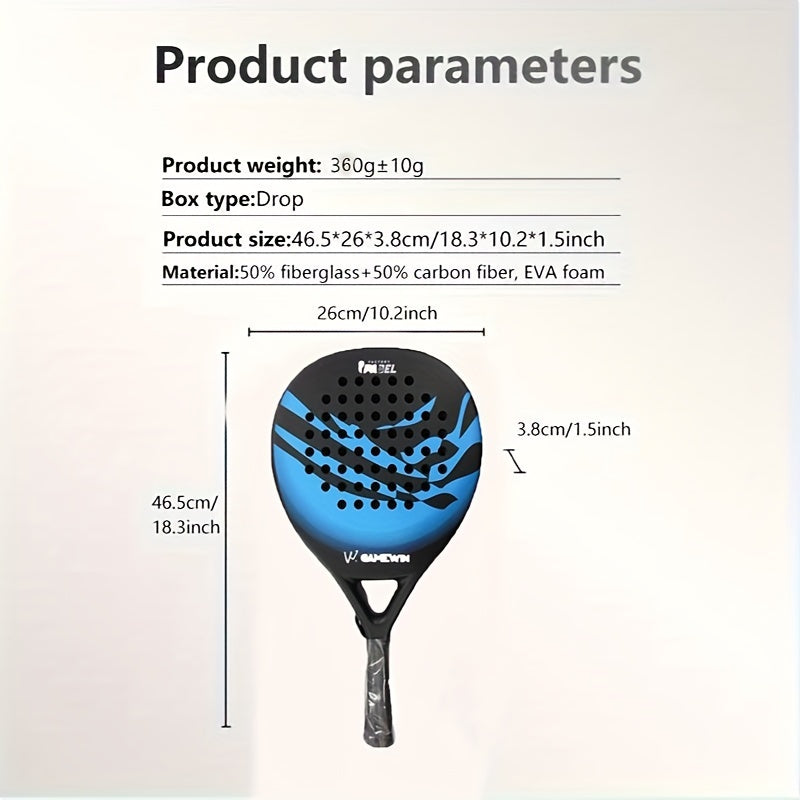 1pc Padel Tennis Paddle, Carbon Fiber With EVA Memory Foam Core Beach Paddle